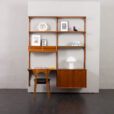 23313 Poul Cadovius two bay teak wall unit with desk-1