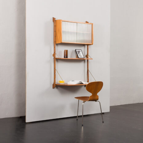 24094 Ergo one bay teak wall unit with desk-3 24094 Ergo one bay teak wall unit with desk-3