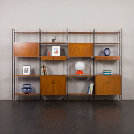 24105 Italian free standing four bay teak wall unit-1 24105 Italian free standing four bay teak wall unit-1