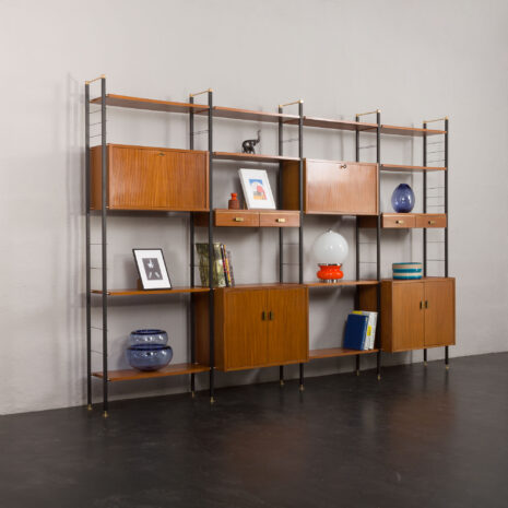 24105 Italian free standing four bay teak wall unit-2 Italian wall unit