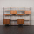24105 Italian free standing four bay teak wall unit-21