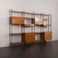 24105 Italian free standing four bay teak wall unit-3