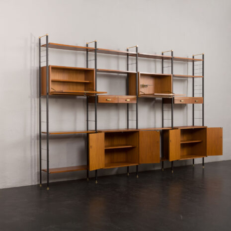 24105 Italian free standing four bay teak wall unit-4 24105 Italian free standing four bay teak wall unit-4