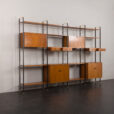 24105 Italian free standing four bay teak wall unit-5