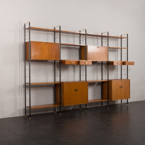 24105 Italian free standing four bay teak wall unit-5 24105 Italian free standing four bay teak wall unit-5