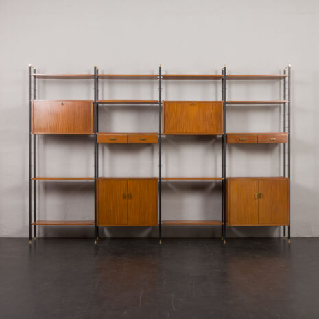 24105 Italian free standing four bay teak wall unit-7 24105 Italian free standing four bay teak wall unit-7