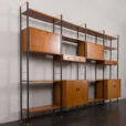 24105 Italian free standing four bay teak wall unit-9