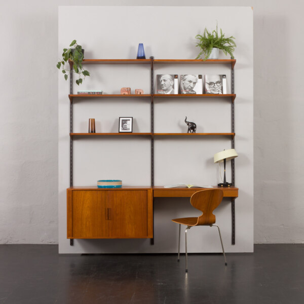 Kai Kristiansen home office teak wall unit with a desk for FM Mobler, Denmark 1960s