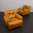 24228 Italian Brusneli pair of leather armchairs, 1970s-9