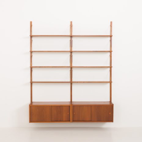 0- 24286 Preben Sorensen two bay teak wall unit-8 mid century two bay teak wall unit
