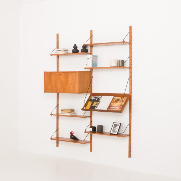 Upcycled Danish mid-century teak wall unit in Poul Cadovius style, 1960s