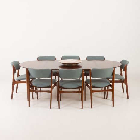 24083 Erik Buch set of 8 chairs in rosewood z jakims stolen-1 Zestaw 8 krzeseł do jadalni OD-49 autorstwa Erika Bucha, wykonanych z palisandru i tapicerowanych nową wełną, Dania, lata 60.