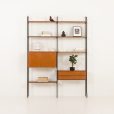 24103 Italian free standing two bay teak wall unit-1