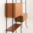 24103 Italian free standing two bay teak wall unit-17