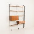 24103 Italian free standing two bay teak wall unit-4