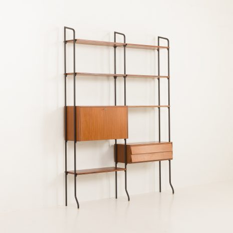 24103 Italian free standing two bay teak wall unit-4 24103 Italian free standing two bay teak wall unit-4