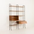 24103 Italian free standing two bay teak wall unit-5