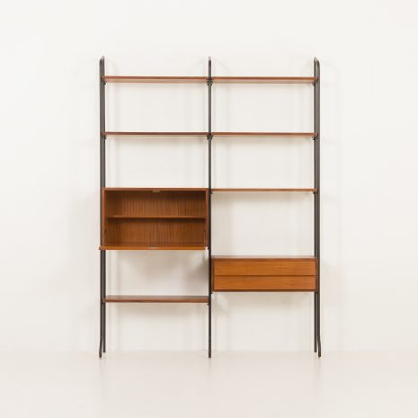 24103 Italian free standing two bay teak wall unit-6 24103 Italian free standing two bay teak wall unit-6