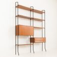 24103 Italian free standing two bay teak wall unit-8