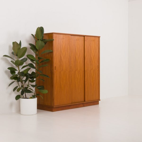 Scandnavian mid-century teak wardrobe with 3 sliding doors, 1970s