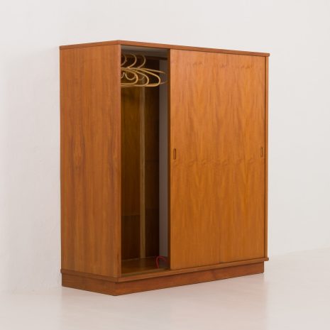 24197 Danish Mid century teak wardrobe with sliding doors, 1970s-4 24197 Danish Mid century teak wardrobe with sliding doors, 1970s-4