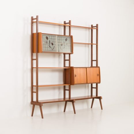 24226 Norwegian free standing two bay teak wall unit-3 24226 Norwegian free standing two bay teak wall unit-3