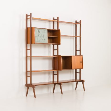 24226 Norwegian free standing two bay teak wall unit-5 24226 Norwegian free standing two bay teak wall unit-5
