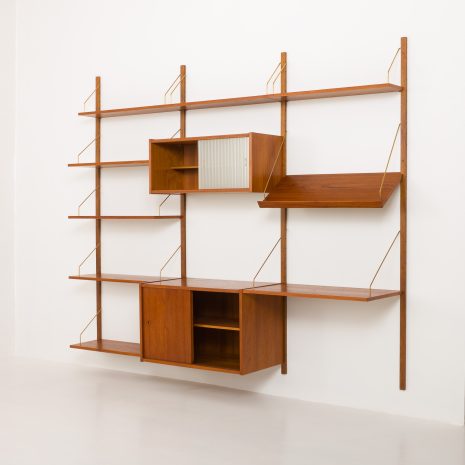 24153 Preben Sorensen three bay teak wall unit with desk-5 24153 Preben Sorensen three bay teak wall unit with desk-5
