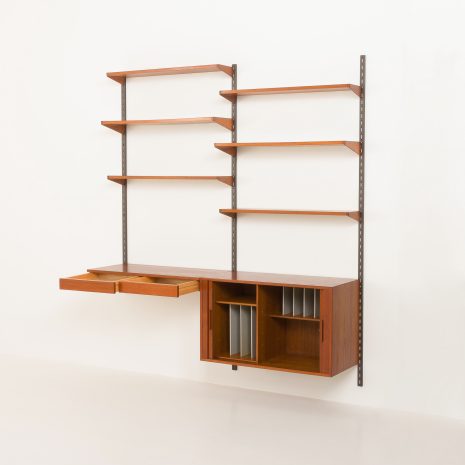 24169 Kai Kristiansen two bay teak wall unit with desk-4 24169 Kai Kristiansen two bay teak wall unit with desk-4
