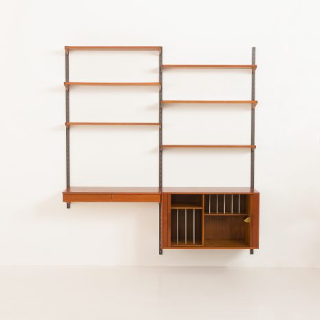 24169 Kai Kristiansen two bay teak wall unit with desk-5 24169 Kai Kristiansen two bay teak wall unit with desk-5