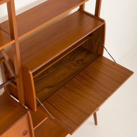 24225 Scandinavian free standing two bay teak wall unit, 1960s-17 24225 Scandinavian free standing two bay teak wall unit, 1960s-17