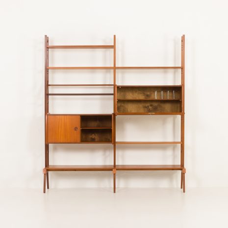 24225 Scandinavian free standing two bay teak wall unit, 1960s-6 24225 Scandinavian free standing two bay teak wall unit, 1960s-6