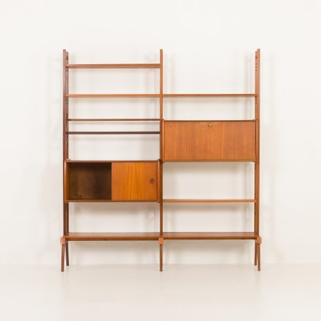 24225 Scandinavian free standing two bay teak wall unit, 1960s-7 24225 Scandinavian free standing two bay teak wall unit, 1960s-7