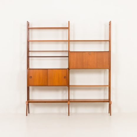 24225 Scandinavian free standing two bay teak wall unit, 1960s-8 24225 Scandinavian free standing two bay teak wall unit, 1960s-8