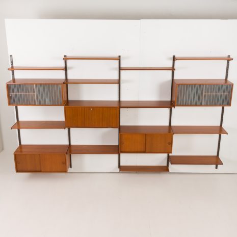 24296 Kai Kristiansen four bay teak wall unit for FM Mobler, Denmark, 1960s-10 24296 Kai Kristiansen four bay teak wall unit for FM Mobler, Denmark, 1960s-10