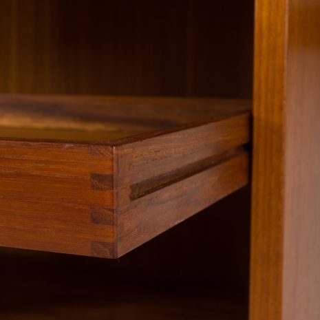 24296 Kai Kristiansen four bay teak wall unit for FM Mobler, Denmark, 1960s-12 24296 Kai Kristiansen four bay teak wall unit for FM Mobler, Denmark, 1960s-12