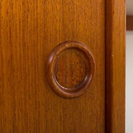 24296 Kai Kristiansen four bay teak wall unit for FM Mobler, Denmark, 1960s-17 24296 Kai Kristiansen four bay teak wall unit for FM Mobler, Denmark, 1960s-17