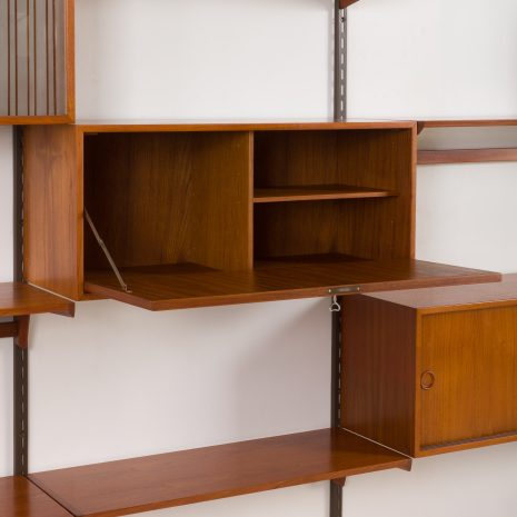 24296 Kai Kristiansen four bay teak wall unit for FM Mobler, Denmark, 1960s-21 24296 Kai Kristiansen four bay teak wall unit for FM Mobler, Denmark, 1960s-21