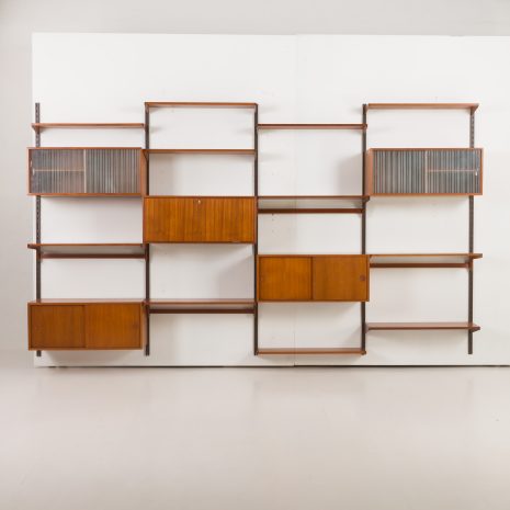 24296 Kai Kristiansen four bay teak wall unit for FM Mobler, Denmark, 1960s-9 24296 Kai Kristiansen four bay teak wall unit for FM Mobler, Denmark, 1960s-9