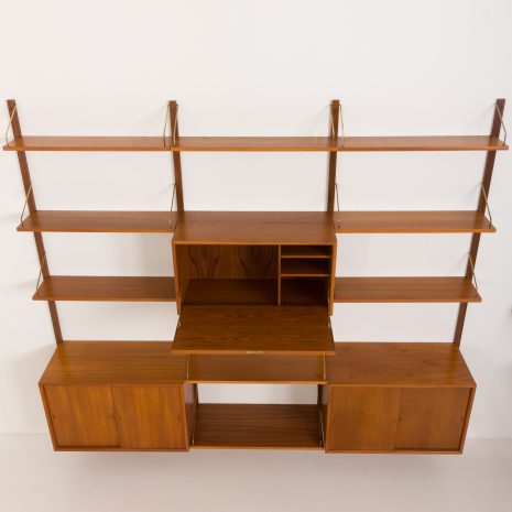 24314 Poul Cadovius 3 bay teak wall unit for Cado, 1960s-17 24314 Poul Cadovius 3 bay teak wall unit for Cado, 1960s-17