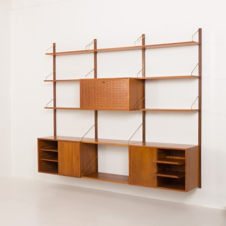24314 Poul Cadovius 3 bay teak wall unit for Cado, 1960s-7 24314 Poul Cadovius 3 bay teak wall unit for Cado, 1960s-7