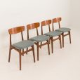 4 Danish mid century teak chairs in wool