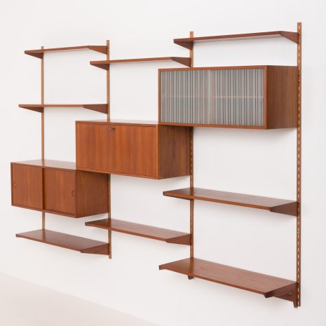 24297 Kai Kristiansen three bay teak wall unit for FM Mobler, Denmark 1960s-10 24297 Kai Kristiansen three bay teak wall unit for FM Mobler, Denmark 1960s-10