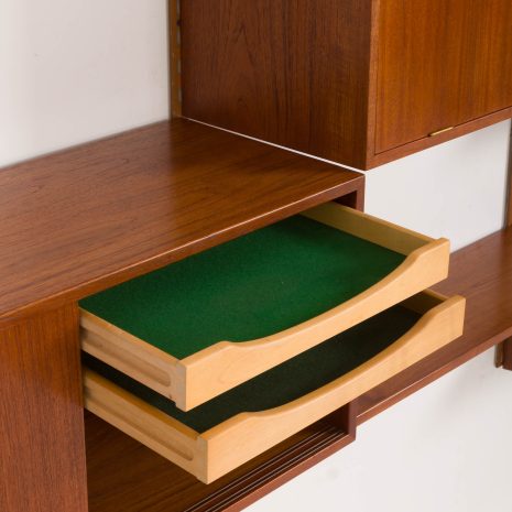 24297 Kai Kristiansen three bay teak wall unit for FM Mobler, Denmark 1960s-13 24297 Kai Kristiansen three bay teak wall unit for FM Mobler, Denmark 1960s-13