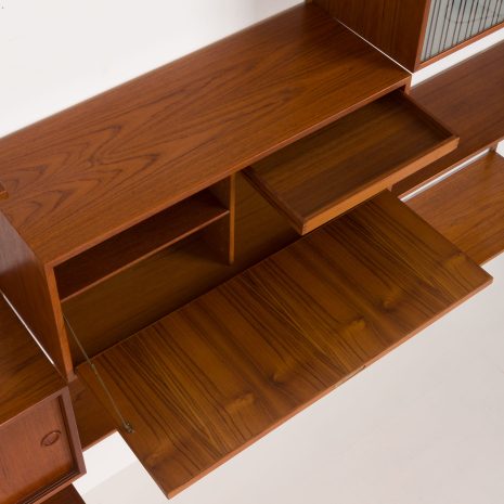 24297 Kai Kristiansen three bay teak wall unit for FM Mobler, Denmark 1960s-14 24297 Kai Kristiansen three bay teak wall unit for FM Mobler, Denmark 1960s-14