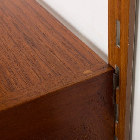 24297 Kai Kristiansen three bay teak wall unit for FM Mobler, Denmark 1960s-24 24297 Kai Kristiansen three bay teak wall unit for FM Mobler, Denmark 1960s-24