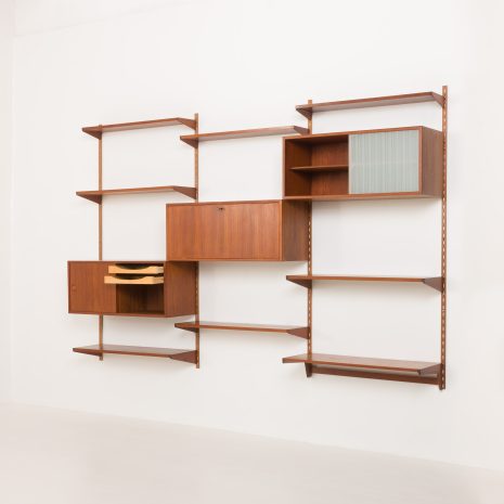 24297 Kai Kristiansen three bay teak wall unit for FM Mobler, Denmark 1960s-4 24297 Kai Kristiansen three bay teak wall unit for FM Mobler, Denmark 1960s-4
