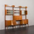 24097 Ergo free standing three bay teak wall unit-6