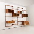 24295 Kai Kristiansen four bay teak wall unit with a dresser, FM Mobler, Denmark 1960s-5