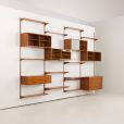 24295 Kai Kristiansen four bay teak wall unit with a dresser, FM Mobler, Denmark 1960s-6